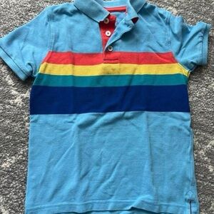 Mini Boden Blue Striped Polo Shirt size 6-7
